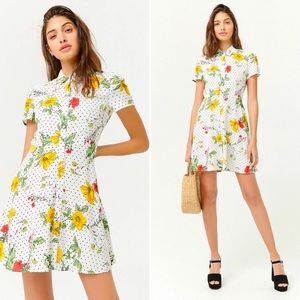 Polka Dot Button Up Floral Dress